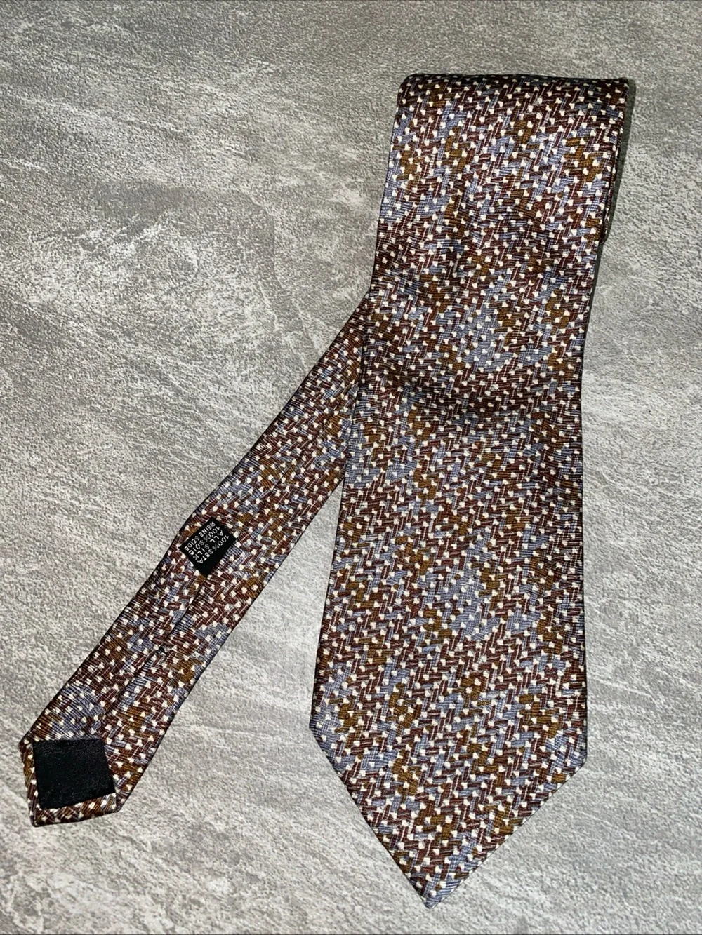 Rubinacci Napoli Brown and Light Blue Woven Pattern Tie